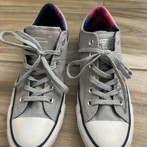 Converse Gray Sneakers with White and Pink Accents